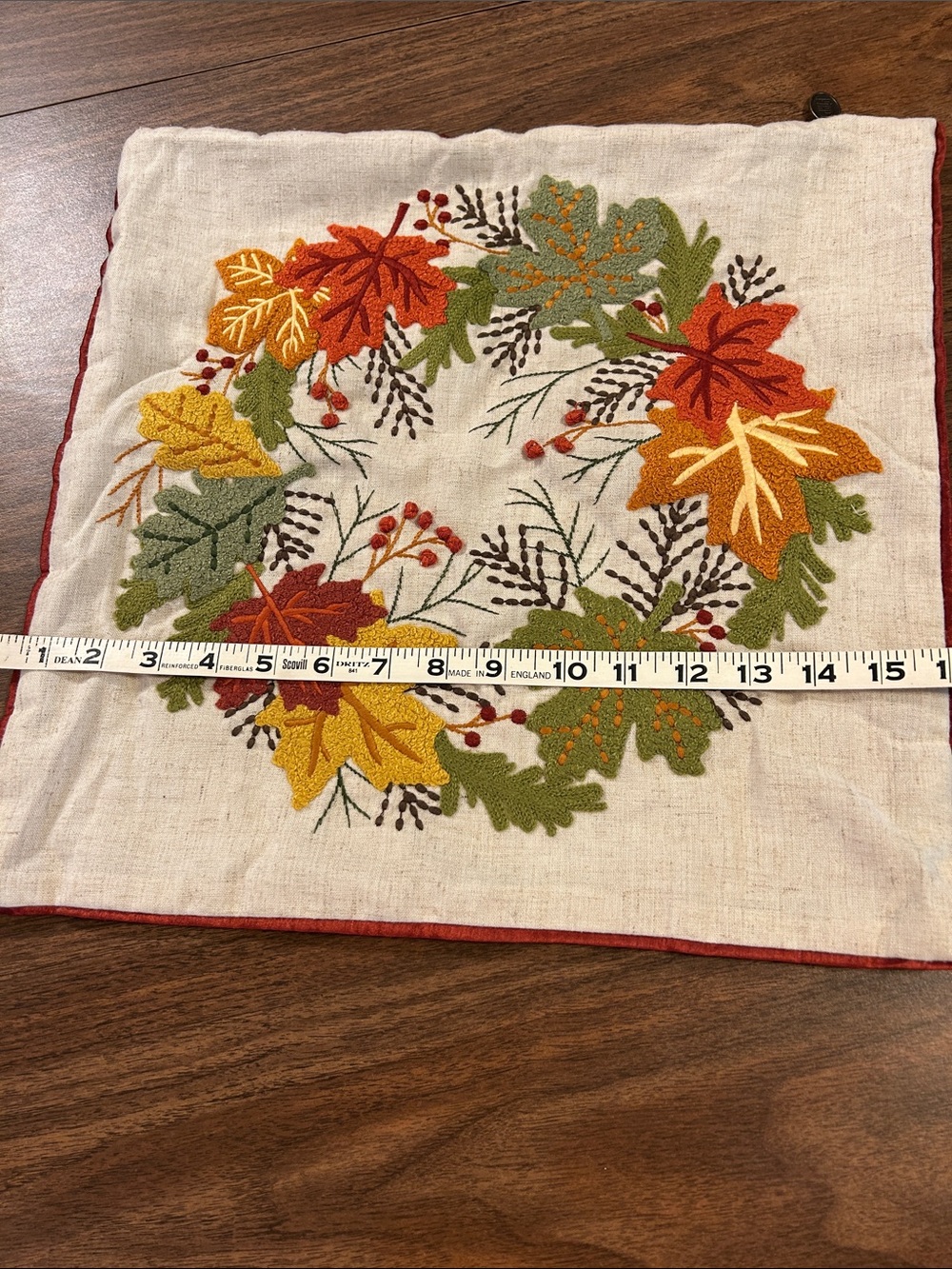 Pier 1 Embroidered Fall Leaf Pillow Cover.